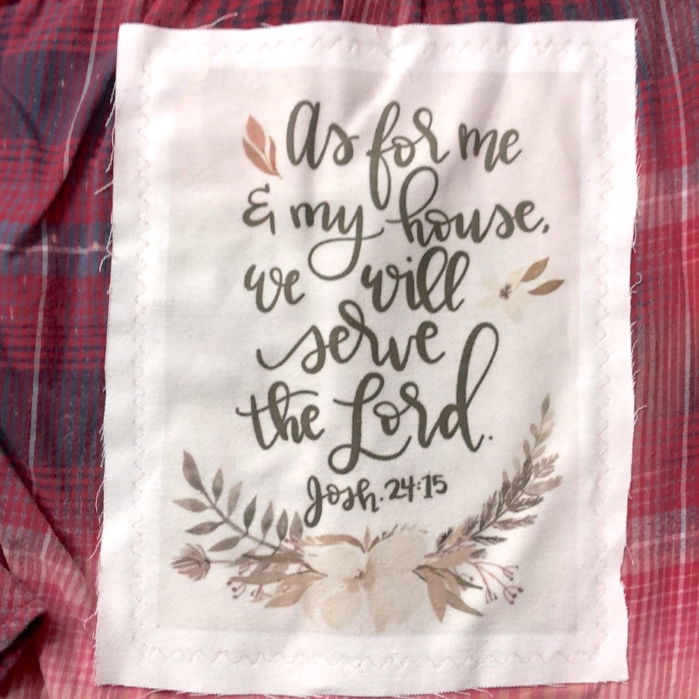 Custom bleached scripture backed plaid shirt - Picture 3 of 5